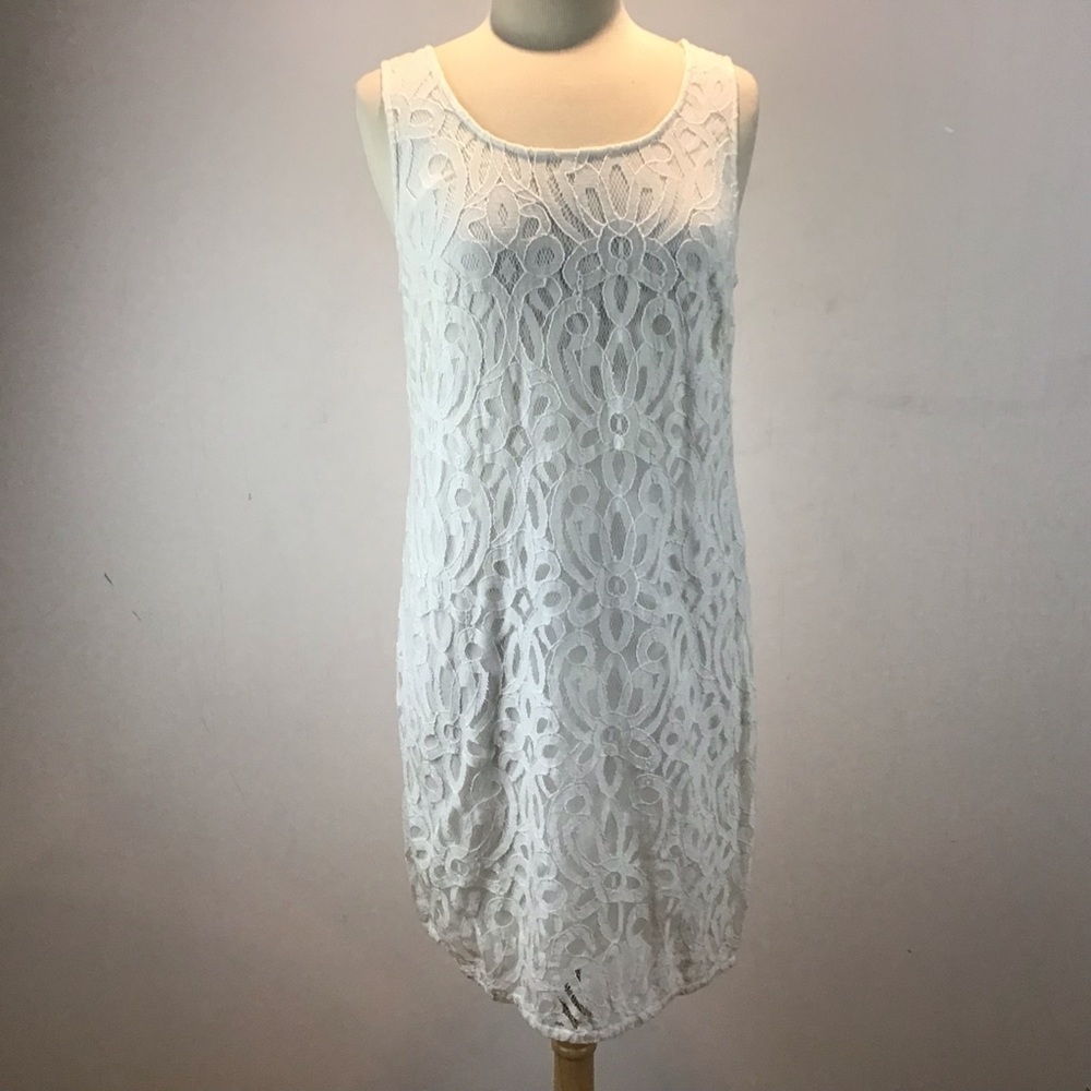 Loft outlet white lace shift dress size 10